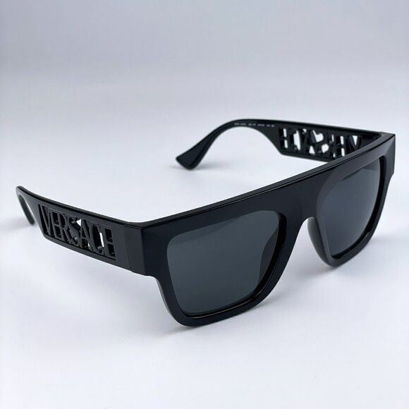 NEW Versace VE4430U GB1/87 Black Dark Grey Frame Logo Square Men Sunglasses